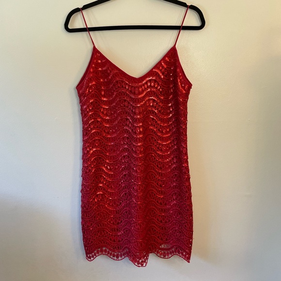 Saylor by Revolve Red Lace Sequin Mini Dress size XS - Picture 1 of 10